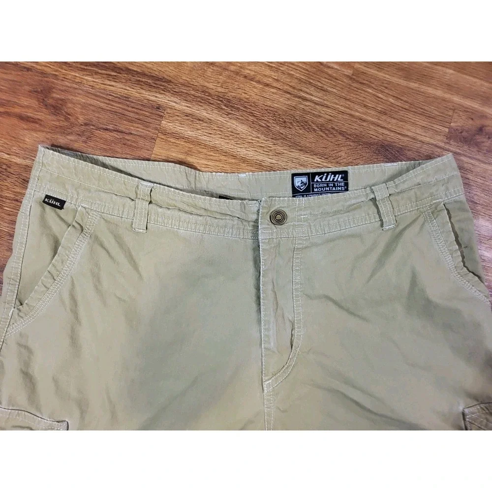 Kuhl Cargo Shorts 36 Outdoor Hiking Vintage Patina Dye Cargo Zip Pockets